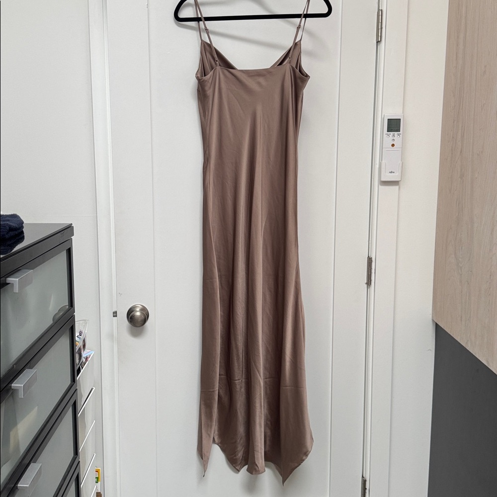 Express Tan Satin Strap Dress - Picture 3 of 4
